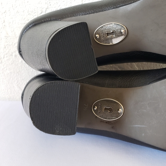 FOSSIL MADDOX Leather Buckle PUMPS Block Heels - Picture 11 of 13